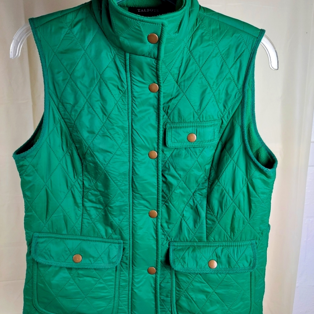 Quilted Vest Women Size Small Green